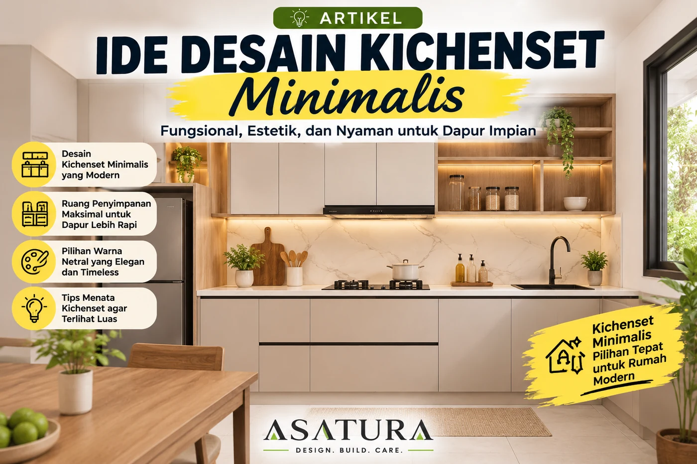 Ide desain kitchen set minimalis yang fungsional, estetik, dan nyaman untuk dapur impian