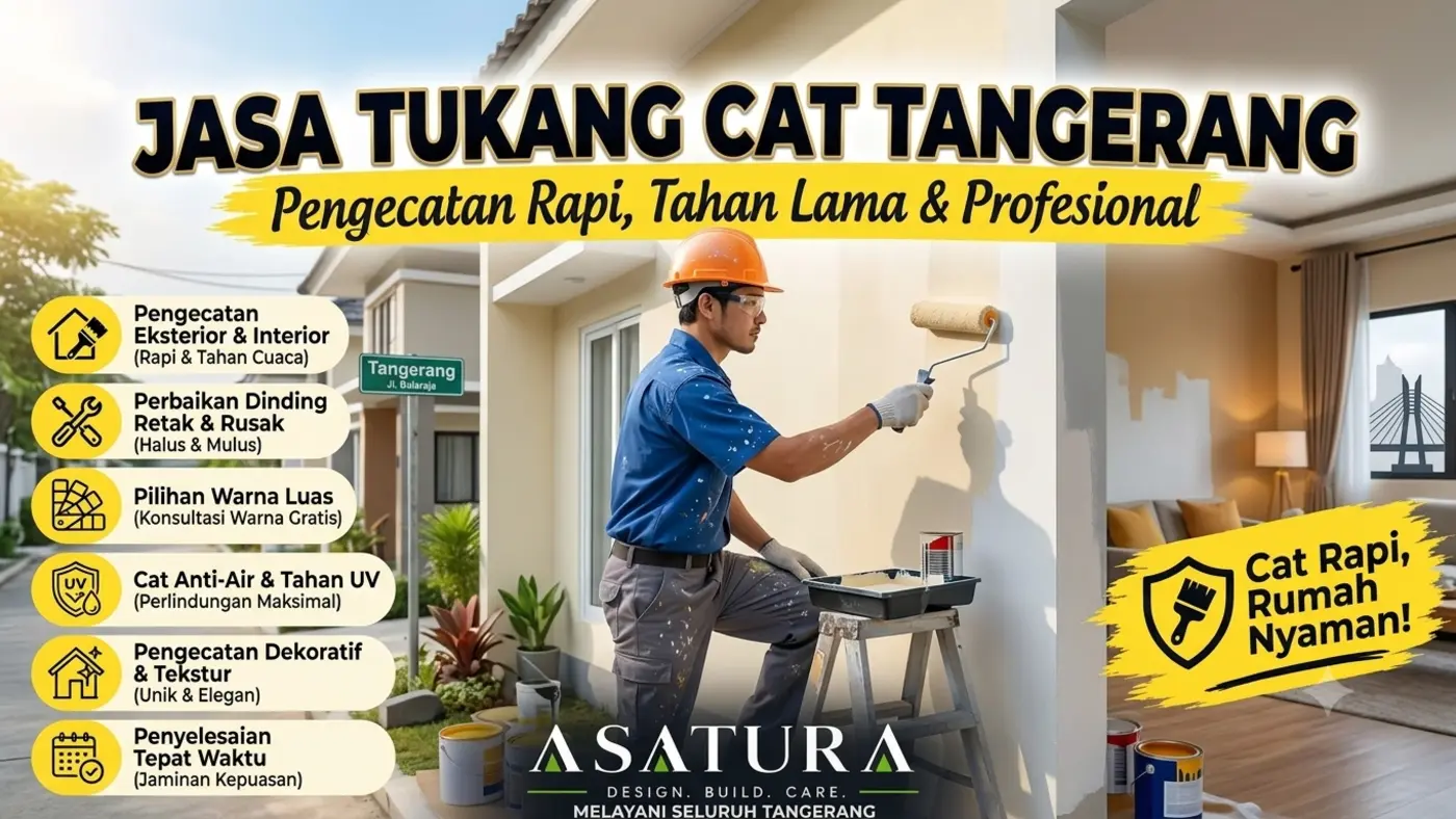 Tukang cat ASATURA mengecat dinding eksterior rumah di Tangerang